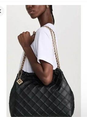 Tory Burch Black Quilted Chain-Handle Shoulder Bag